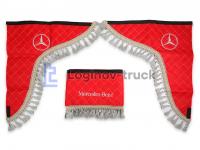 Ламбрекен лоб. стекла + угол с вышивкой MERCEDES Эко кожа Ромб Красный (25750)