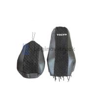 Чехол-сиденья ЭКО КОЖА с Алькантара VOLVO FH/FM/FL (2002-2013) Черный Белая строчка (26899)