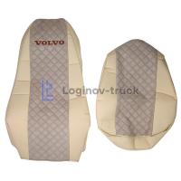 Чехол-сиденья ЭКО КОЖА с Алькантара VOLVO FH/FM/FL (2002-2013) Беж. Корич. стр. (26897)