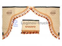 Ламбрекен лоб. стекла + угол с вышивкой VOLVO Эко кожа Ромб Бежевый (25769)