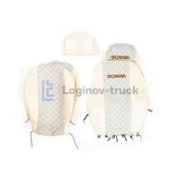 Чехол-сиденья ЭКО КОЖА с Алькантара SCANIA 5 P/G/R/S(2004-2014) (1 выс сид) Беж. Корич. стр. (27332)