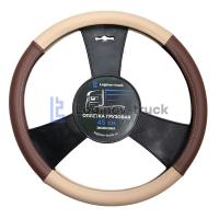 Оплетка на руль 45см Loginov-Truck  Экокожа Перфорация Бежево-Коричневый (28428)