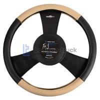 Оплетка на руль 45см Loginov-Truck  Экокожа Перфорация Черно-Бежевый (28465)