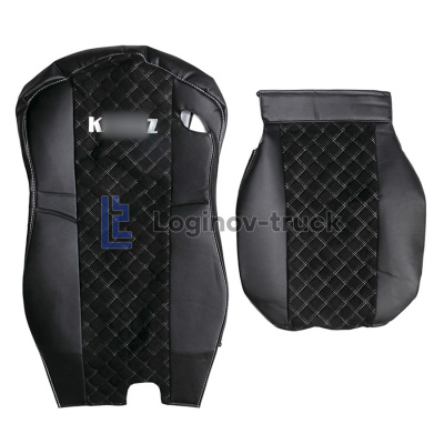 Чехол-сиденья ЭКО КОЖА с Алькантара KZ K5 (54901) с 2019 г. Черный  Белая строчка (26942)