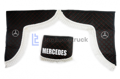 Ламбрекен лобового стекла + угол Mercedes Эко кожа черный (22987)