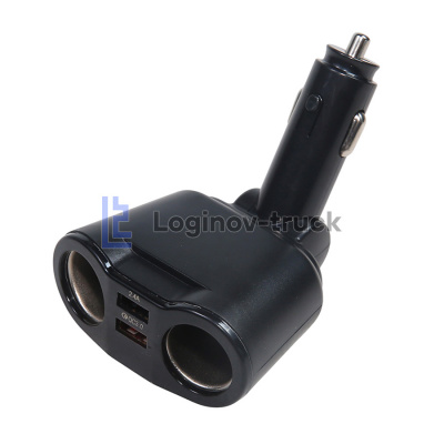 Разветвитель прикур.2 гнезда  2USB QC3.0  12-24 (27731)