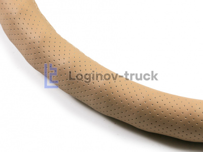 Оплетка на руль 44-46см (DAF, MAN, MB, VOLVO) Экокожа перфорац./Пальцы Бежевый (25807)