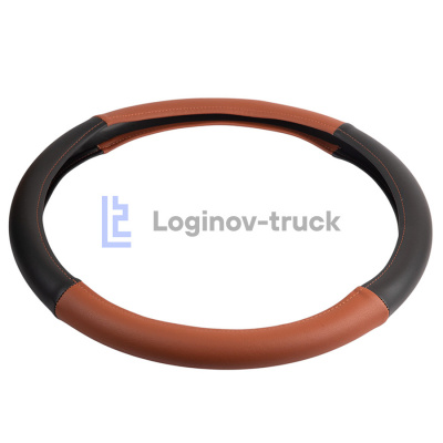 Оплетка на руль 45см Loginov-Truck (DAF, MAN, MB, VOLVO) Экокожа Черно-Коричневый (28455)