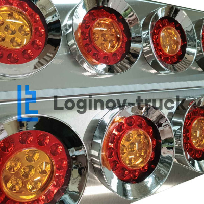 Фонарь  LED Универсальный ХРОМ 4 круга 24V 67х20х4см (2шт. к-т) (26741)