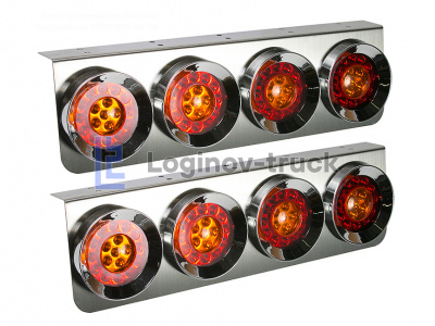Фонарь  LED Универсальный ХРОМ 4 круга 24V 67х20х4см (2шт. к-т) (26741)