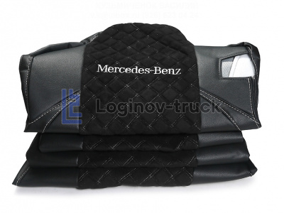 Чехол-сиденья ЭКО КОЖА с Алькантара MERCEDES MP4 с 2013г. Черный Белая строчка (27295)