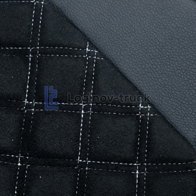 Чехол-сиденья ЭКО КОЖА с Алькантара VOLVO FH/FM/FL (2013) Черный Белая строчка (27378)