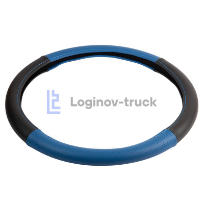 Оплетка на руль 45см Loginov-Truck  Экокожа Перфорация Комбин. Черно-Синий (28461)