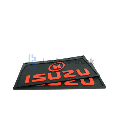 Брызговик 490мм*250мм ISUZU (красная надпись) (27658)