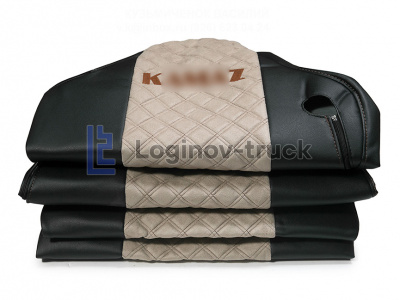 Чехол-сиденья ЭКО КОЖА с Алькантара KZ EURO (5490) 2013-2019 г.2 выс.сид. Беж. Корич. стр. (27284)
