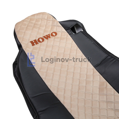 Чехол-сиденья ЭКО КОЖА с Алькантара HOWO T5G/T7G с 2021г. Черн-Беж Коричн. строчка (26937)