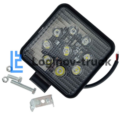 Фара светодиодная 12/27V 27W-3030-9SMD W SPOT квадрат 110mm*125mm*20mm (23737)
