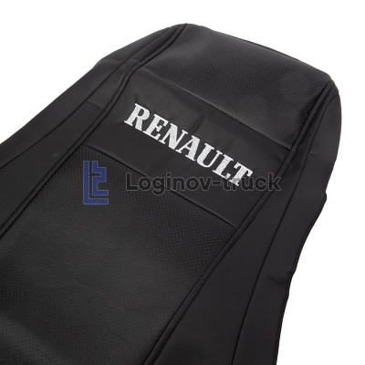 Чехол-сиденья ЭКО КОЖА (черный) RENAULT MAGNUM 2002 (2 ремня) (29243)