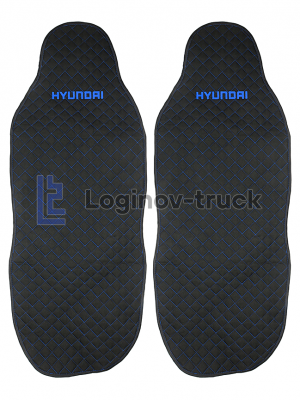 Накидка на сиденья HYUNDAI Жаккард/Ромб/Чёрный/Синяя строчка (2шт.) (25783)