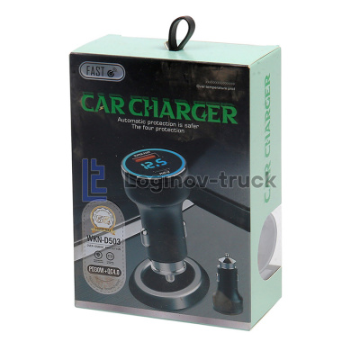 Зарядное устройство 1 USB 1 Type-C быстрая зарядка + Вольтмет DC12V-24V (28162)