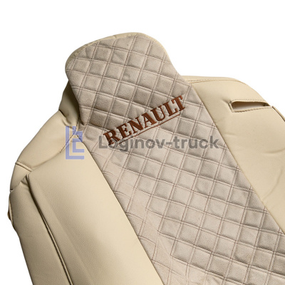 Чехол-сиденья ЭКО КОЖА с Алькантара RENAULT T/K/C с 2013г. Беж. Корич. стр. (26888)