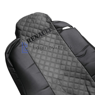 Чехол-сиденья ЭКО КОЖА с Алькантара RENAULT T/K/C с 2013г. Черн-Серый Чёрная строчка (28217)