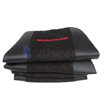 Чехол-сиденья ЭКО КОЖА с Алькантара SHACMAN F2000/F3000 с 2012г. Черн. Крас. стр. (27305)