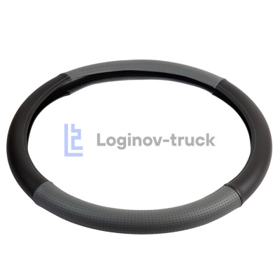 Оплетка на руль 45см Loginov-Truck  Экокожа Перфорация Комбин. Серо-Черный (28421)