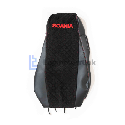 Чехол-сиденья ЭКО КОЖА с Алькантара SCANIA 5 P/G/R/S(2004-2014) (1 выс сид) Черн. Кр. ст.(27337)