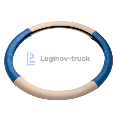Оплетка на руль 45см Loginov-Truck  Экокожа Перфорация Комбин. Сине-Бежевый (28482)