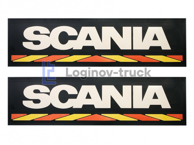 Брызговики длинномер из 2-х частей SCANIA белый (красно- желтая полоса)(11463)