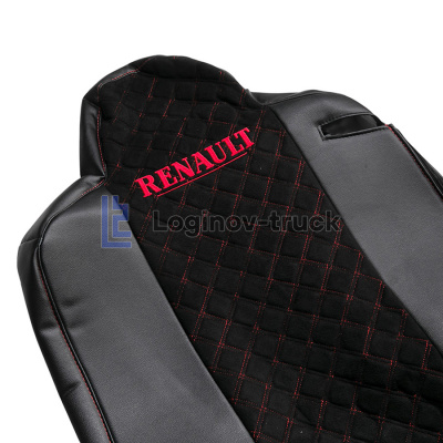 Чехол-сиденья ЭКО КОЖА с Алькантара RENAULT T/K/C с 2013г. Черн. Крас. стр. (26891)