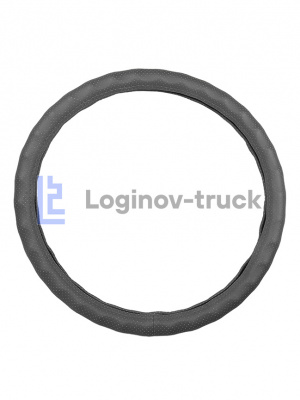 Оплетка на руль 44-46см (DAF, MAN, MB, VOLVO) Экокожа перфорац./Пальцы Серый (25809)
