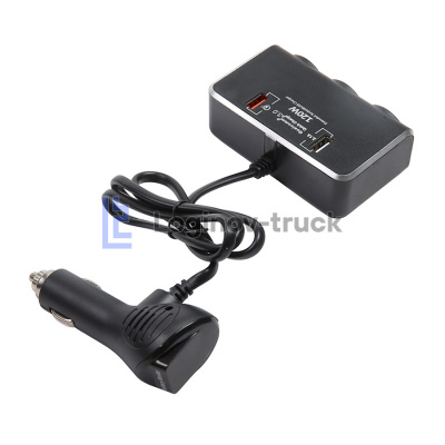 Разветвитель прикур. 3-х фазный  (2USB) 3.0 +2.1A с вольтметр (28140)