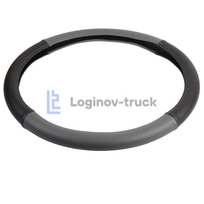 Оплетка на руль 45см Loginov-Truck  Экокожа Перфорация Черно-Серый (28464)
