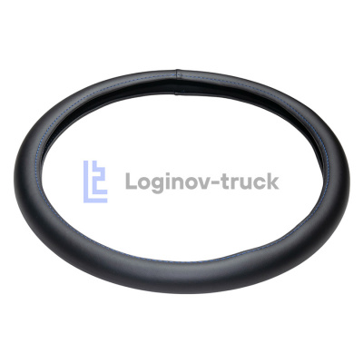 Оплетка на руль 45см Loginov-Truck  Экокожа Черный Синяя отделка (28480)