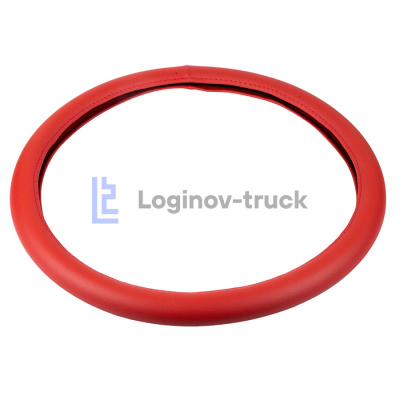 Оплетка на руль 45см Loginov-Truck (DAF, MAN, MB, VOLVO) Экокожа Красный (28189)