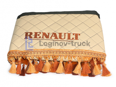 Ламбрекен лоб. стекла + угол с вышивкой RENAULT Эко кожа Ромб Бежевый (25754)