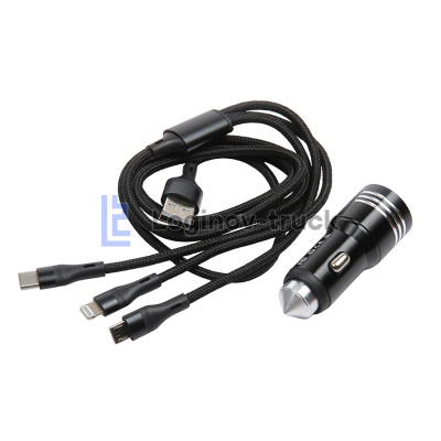 Зарядное устройство 1 USB 1 Type-C быстрая зарядка DC12V-24V iPhone+Android+Type-C (28161)