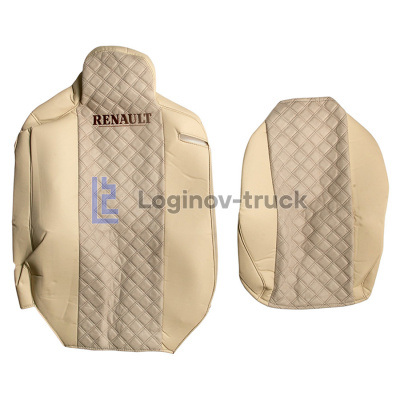Чехол-сиденья ЭКО КОЖА с Алькантара RENAULT T/K/C с 2013г. Беж. Корич. стр. (26888)