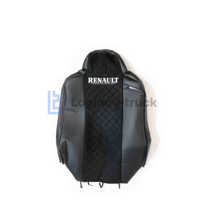 Чехол-сиденья ЭКО КОЖА с Алькантара RENAULT T/K/C с 2013г. Черный Белая строчка (26890)