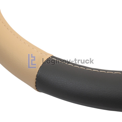 Оплетка на руль 45см Loginov-Truck (DAF, MAN, MB, VOLVO) Экокожа Серо-Бежевый (28456)