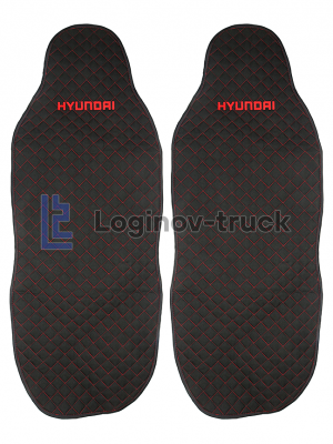 Накидка на сиденья HYUNDAI Жаккард/Ромб/Чёрный/Красная строчка (2шт.) (25782)