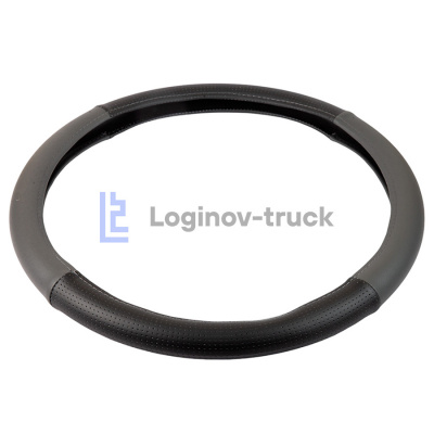 Оплетка на руль 45см Loginov-Truck  Экокожа Перфорация Комбин. Черно-Серый (28197)