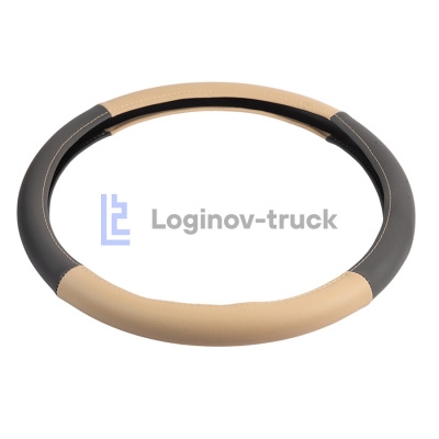 Оплетка на руль 45см Loginov-Truck (DAF, MAN, MB, VOLVO) Экокожа Серо-Бежевый (28456)
