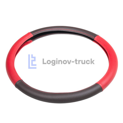 Оплетка на руль 45см Loginov-Truck  Экокожа Перфорация  Красно-Коричневый (28425)