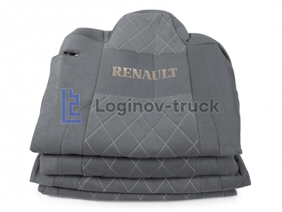 Чехол-сиденья стеганый (Alicante) RENAULT T водит. съемный подголов.  (2 ремня) (25692)