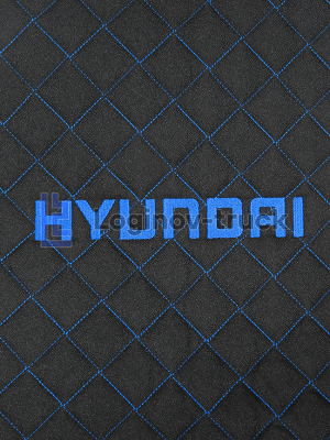 Накидка на сиденья HYUNDAI Жаккард/Ромб/Чёрный/Синяя строчка (2шт.) (25783)