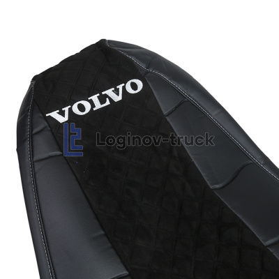 Чехол-сиденья ЭКО КОЖА с Алькантара VOLVO FH/FM (2013) Черный Черная строчка (27381)