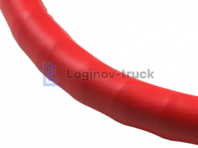 Оплетка на руль 44-46см (DAF, MAN, MB, VOLVO) Экокожа гладкая/Пальцы Красный (25803)